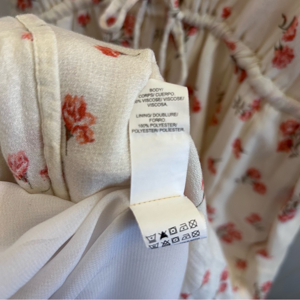 Lucky Brand Romantic Cottagecore Cream and Red Floral Maxi Dress Size L - Picture 8 of 8